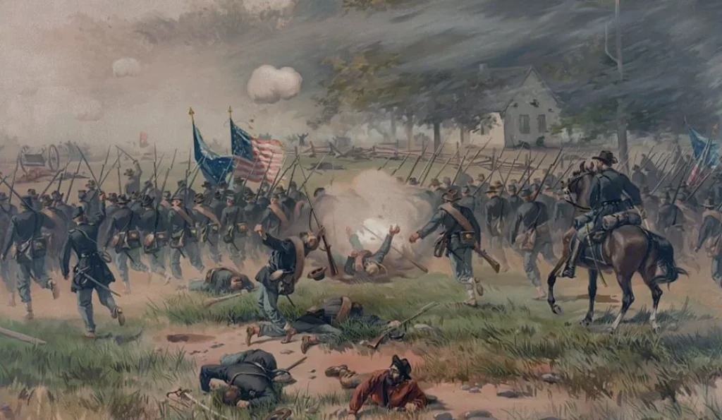 Battle of Antietam, Union Soldiers Marching into Battle, Painting